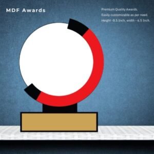 MDF Award Round Moon Crystal Trophy 8.5 Inch