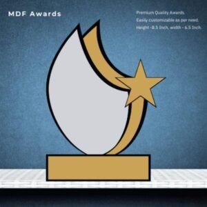 MDF Award Wooden Sublimation Star Trophy 8.5 Inch