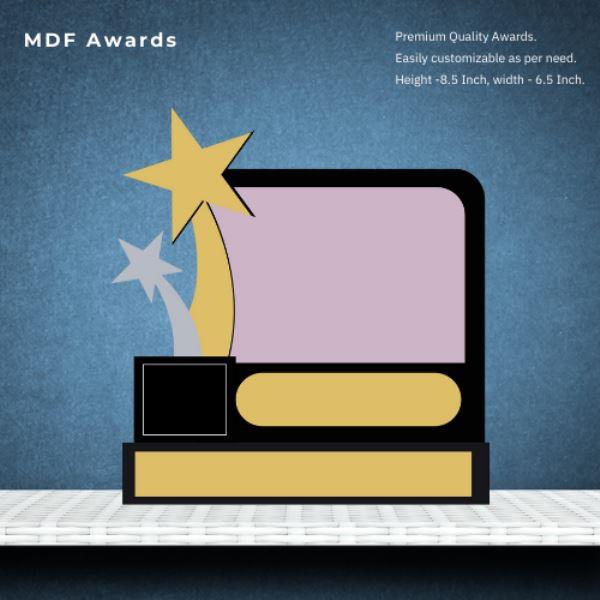 MDF Award Wooden Trophy With Star 8.5 Inch