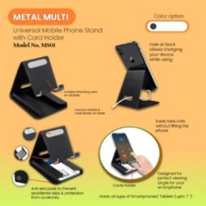 Metal Mobile Stand With Card Holder – Sleek 2-in-1 Desk Organizer