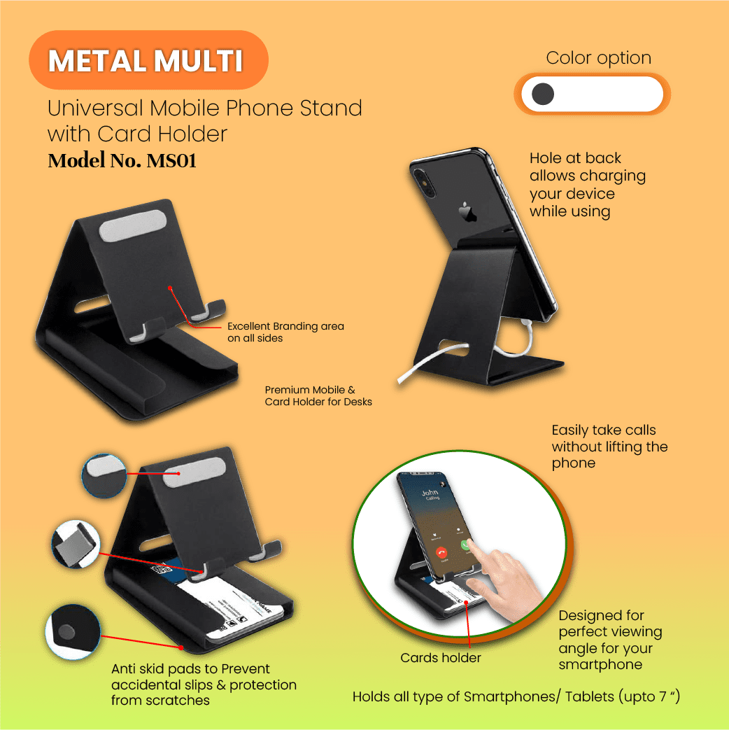 Metal Mobile Stand With Card Holder