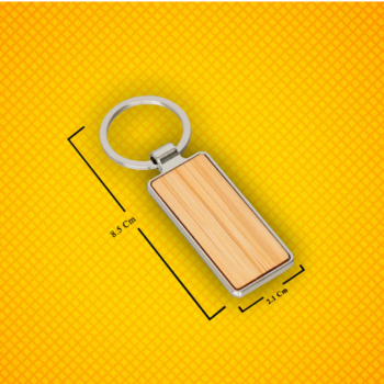 OS211 Rectangle Shape Wooden Metal Keychain...