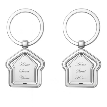 OS213 Home Shape Rotating Metal Keychain...
