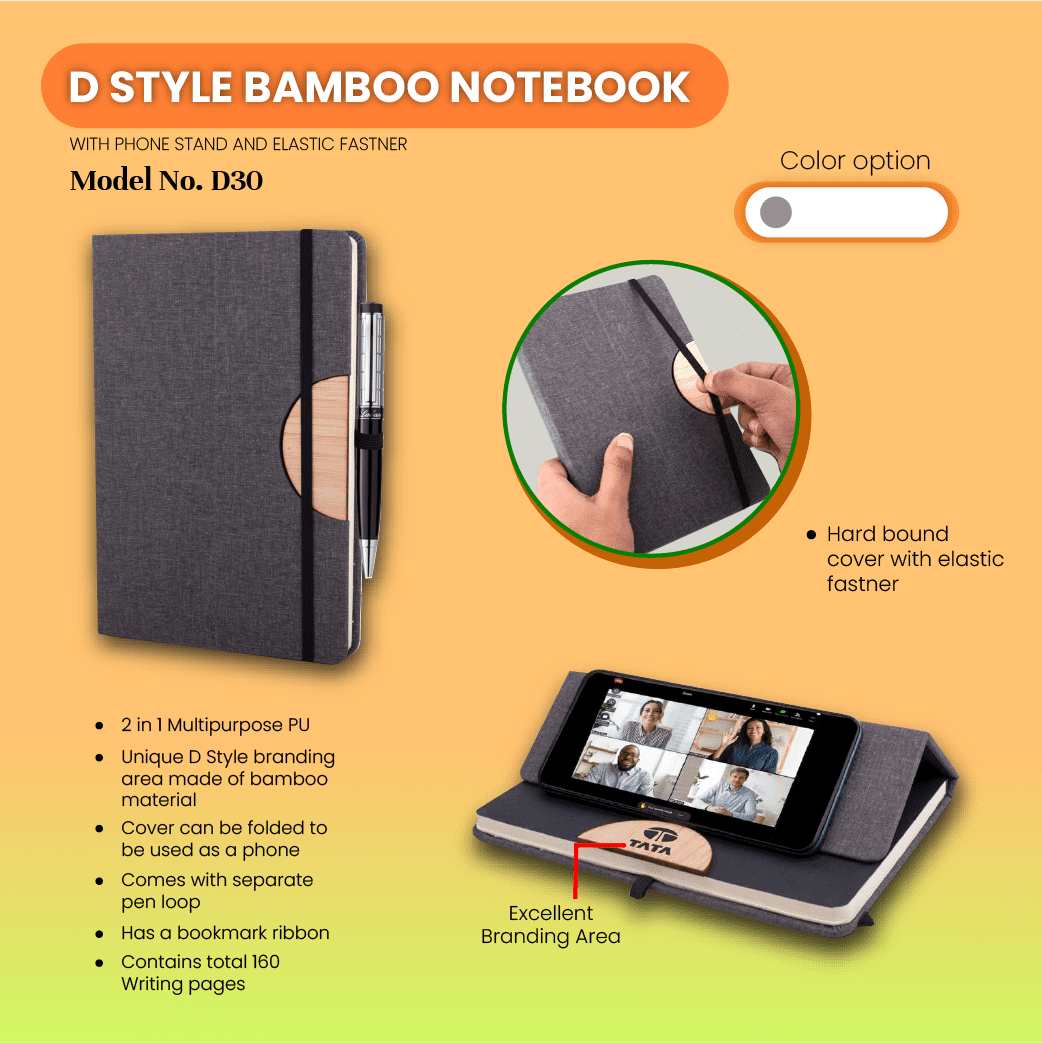 D Style Bamboo Notebook Elastic Fastener