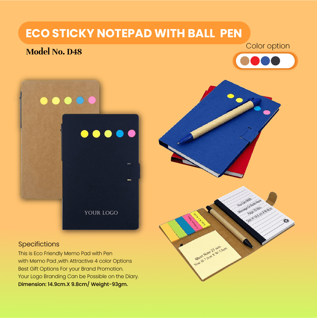 Eco Sticky Notepad With Ball Pen