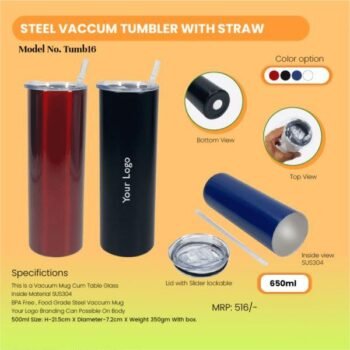 Personalized Steel Vacuum Tumbler With Straw –...
