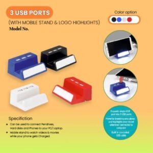 PowerGlow With Mobile Stand – USB Hub & Mobile Stand with Branding Glow