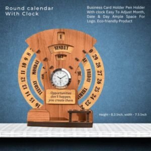 Round Desk Organizer with Calendar and Clock – 8.3 Inch