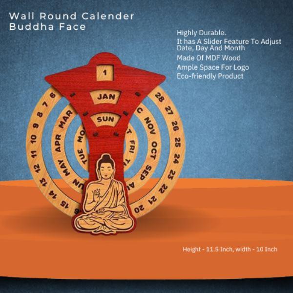 Round Wall Calendar with Buddha Face
