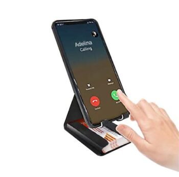 Sleek Metal Mobile Stand With Stylish Card...