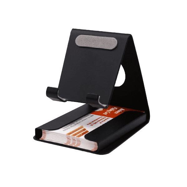 Sleek Metal Mobile Stand with Stylish Card Holder