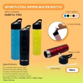 Sport Steel Sipper Water Bottle with Straw – Durable & Stylish Hydration for Professionals