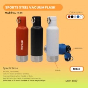 Sport Steel Vacuum Flask – Personalized Stainless Steel Hot & Cold Flask (500 ml)