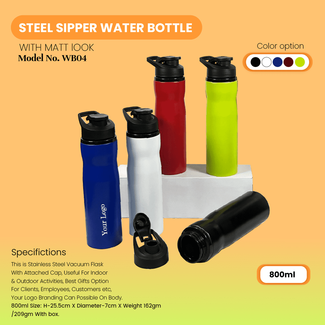 Unify 800ml Sipper Steel Water Bottle for Office