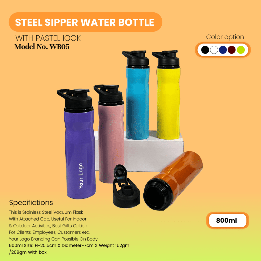 Steel Sipper Water Bottle 800ml