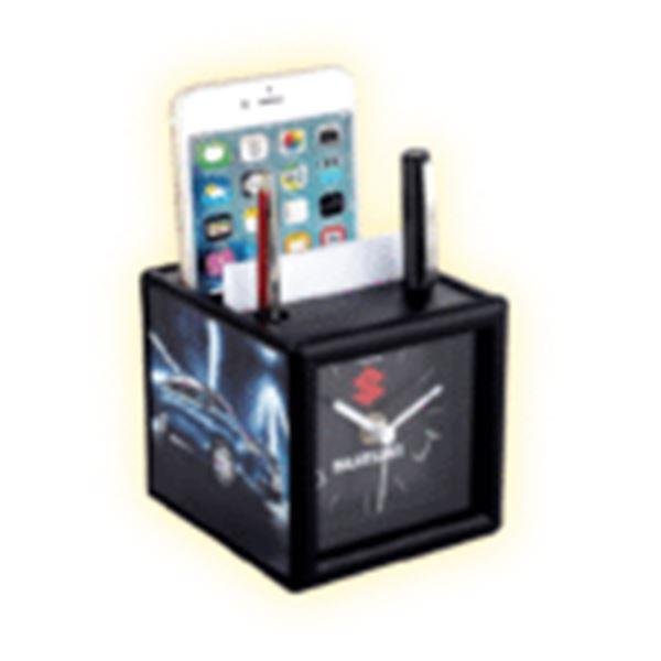 Table Clock with Pad Mobile Pen Holder