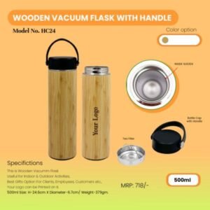 Ultimate Wooden Vacuum Flask With Handle – 500ml