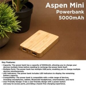Wangari Aspen Mini 5000mAh Power Bank MPB1009 – Compact, Eco-Friendly Portable Charger