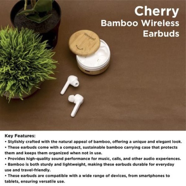 Wangari Cherry Bamboo Wireless Earbuds OSE1001