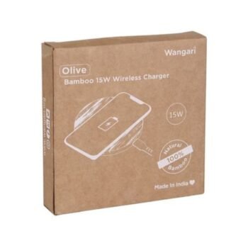Wangari Olive 15W Round Wireless Bamboo Charger WBC1006 – Eco-Friendly Fast Charging Pad