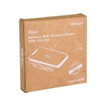 Wangari Pine 15W Square Bamboo Wireless Charger with USB Hub WBC1008 – Eco-Friendly Fast Charging Station