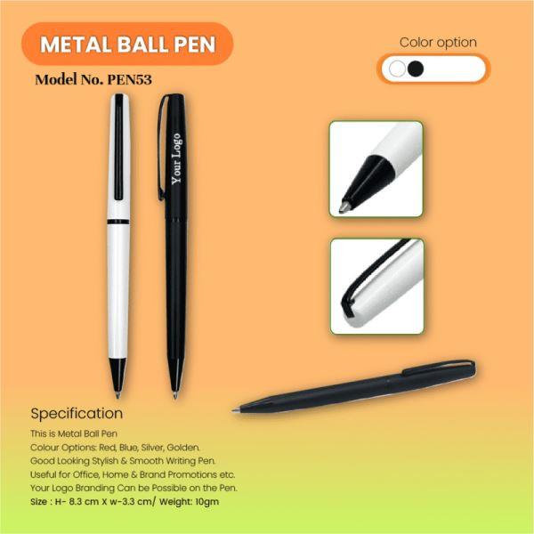 White Lacquer Ballpoint Pen with Black Trim