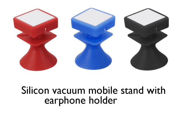 Silicon Vacuum Mobile Stand With Earphone Holder