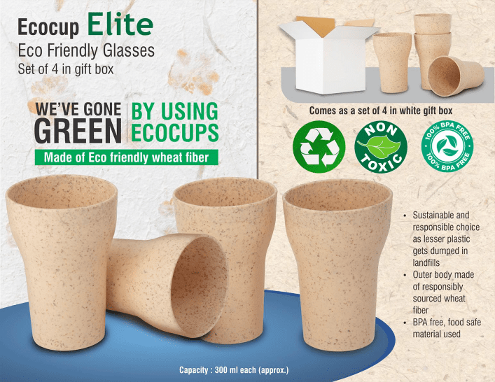 EcoCup Elite: Eco Friendly Glasses | Set Of 4 In Gift Box