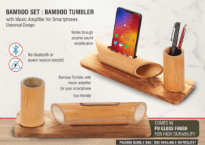 Bamboo Tumbler With Music Amplifier For Smartphones