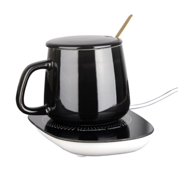 380ml Black Ceramic Cup Set with Warmer