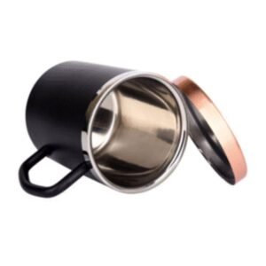 90ml Sturdy Black Cup with Lid – Durable Stainless Steel Drinkware