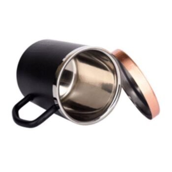 90ml Sturdy Black Cup with Lid – Durable Stainless Steel Drinkware