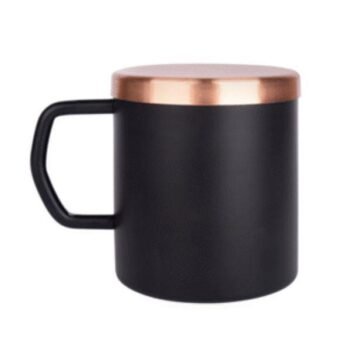90ml Sturdy Black Cup with Lid – Durable Stainless Steel Drinkware