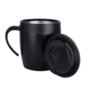 Insulated Stainless Steel Black 450ml Coffee Mug with Lid – Durable & Temperature-Retaining Drinkware