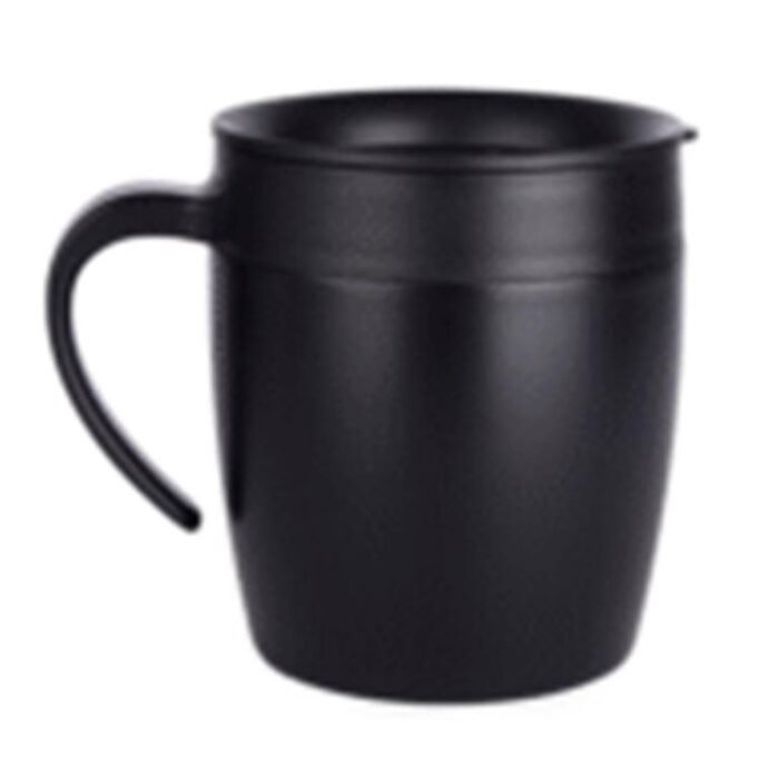 Insulated Stainless Steel Black 450ml Coffee Mug with Lid