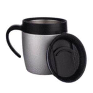 Insulated Stainless Steel Silver 450ml Coffee Mug with Lid – Durable & Temperature-Retaining Drinkware