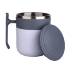 Stylish Grey and White Stainless Steel 350ml Coffee Mug – Reusable & Spillproof Drinkware