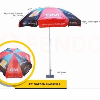 42″ Garden Umbrella – White Redand Blue Vibrant Outdoor Shade