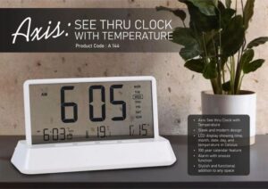 Axis See-Through Clock with Temperature Display
