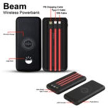 Beam 10000 mAh Powerbank with Inbuilt Cables