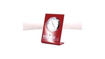 Bold Red Angled Desk Clock – Modern...