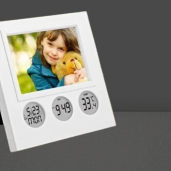 Bubble Clock with Photo Frame – Circle LCD Display with Date Time Temperature