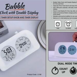 Bubble Table Clock with Double Display – Time, Timer & Calendar in One Sleek Design