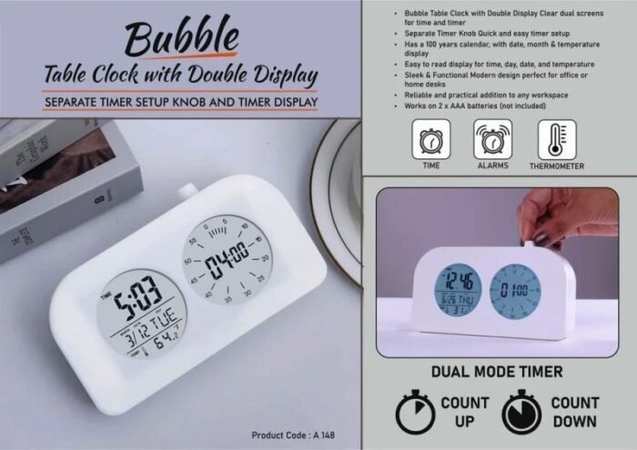 Bubble Table Clock with Double Display