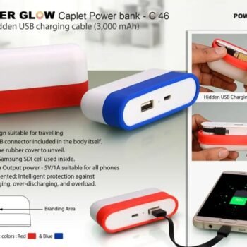 Caplet Power Bank with Hidden Wire – 3,000 mAh