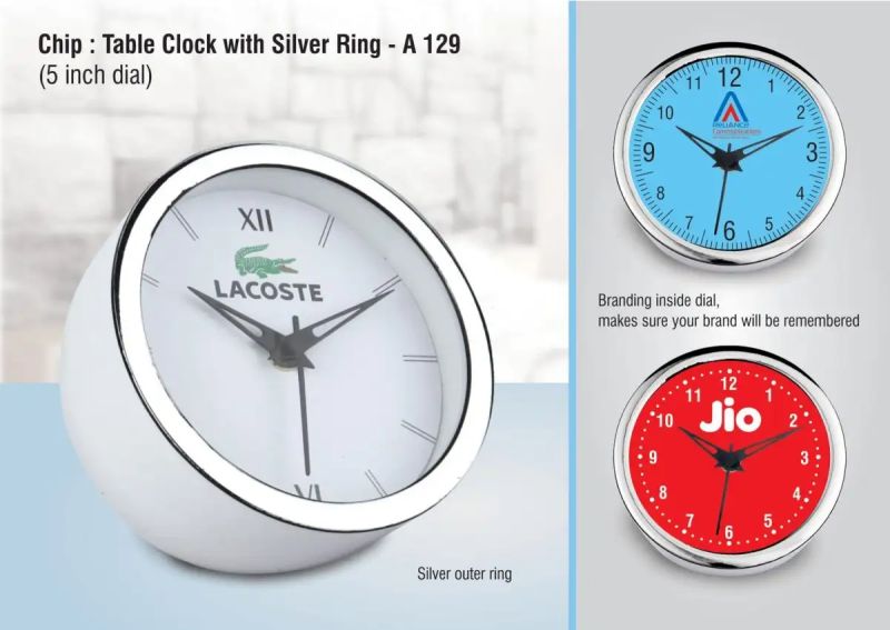Chip Table Clock with Silver Ring – Branded Corporate Gift