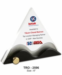 Compact Triangular Table Trophy – Innovative Recognition for Rising Talent