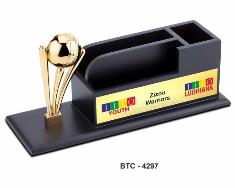 Cricket Spirit Desk Gift – Desk Organizer with Pen Card Slots and Custom Branding