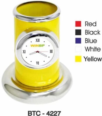 Cylindrical Pen Stand with Clock – Corporate...