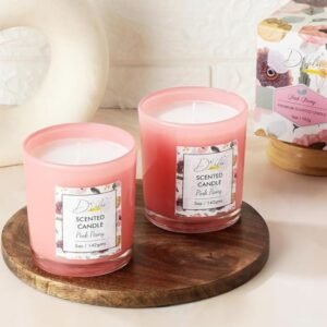 D’Velas™ Pack of 2 Scented Glass Candles – Pink Peony (5oz / 142g Each)